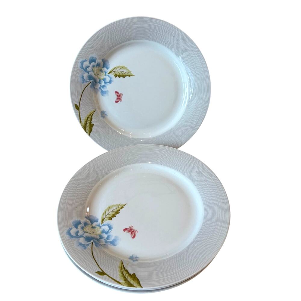 Laura Ashley Heritage Collectibles Floral Porcelain Salad Plates 8" Set of 4 NEW